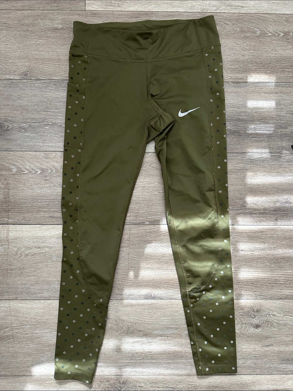 Nike Olive Green Girls' Reflective Dot Active Leggings